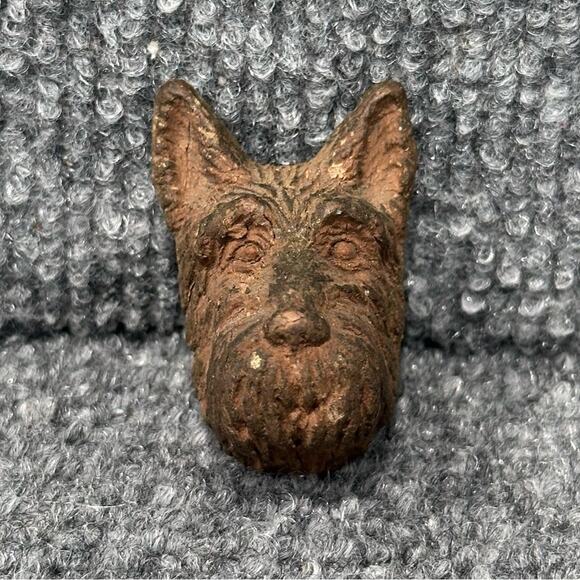 Vintage Scottie Dog miniature chalkware head bust adornment ornament figurine - Picture 1 of 10